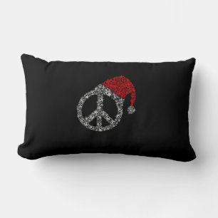 Happy Christmas Hippies Symbol Santa Claus Hat Lumbar Pillow