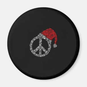 Happy Christmas   Hippies Symbol Santa Claus Hat Magnet