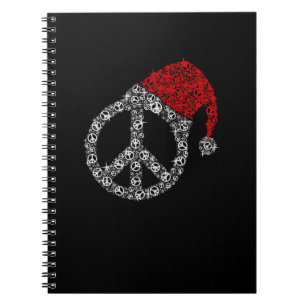 Happy Christmas Hippies Symbol Santa Claus Hat Notebook