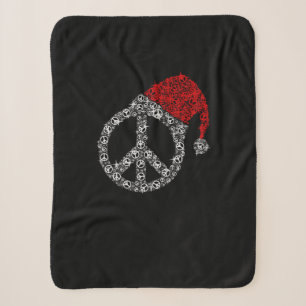 Happy Christmas   Hippies Symbol Santa Claus Hat Sherpa Blanket