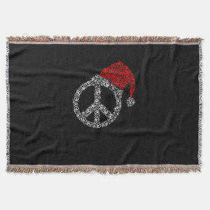 Happy Christmas   Hippies Symbol Santa Claus Hat Throw Blanket