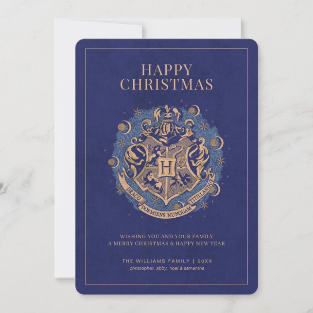 Happy Christmas | HOGWARTS™ Crest Invitation (Front)