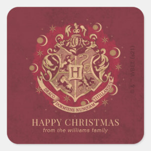 Happy Christmas   HOGWARTS™ Crest - Personalized Square Sticker