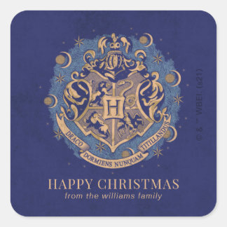 Happy Christmas | HOGWARTS™ Crest - Personalized Square Sticker