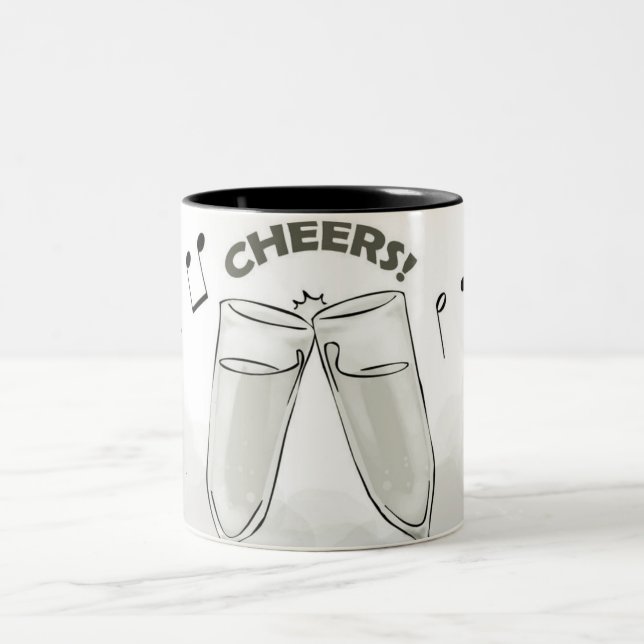 HAPPY CHRISTMAS HOLIDAY MUG-CHEERS!!!! Two-Tone COFFEE MUG (Center)