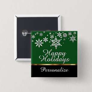 Happy Christmas Holidays - Dark Green 2 Inch Square Button