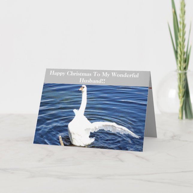 Happy Christmas Husband Swan Card (Front)