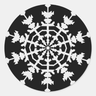 Happy Christmas - Ice Crystal - Snow Flake Classic Round Sticker