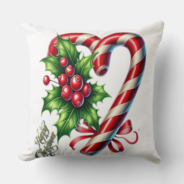 Happy Christmas ll  Throw Pillow (Front)