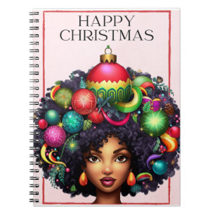 Happy Christmas Melanin Woman Black Girl Magic Sis Notebook