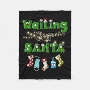 Happy Christmas Merry Christmas Waiting Santa Fleece Blanket