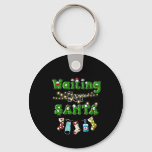 Happy Christmas Merry Christmas Waiting Santa Keychain