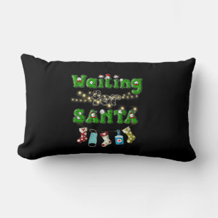 Happy Christmas   Merry Christmas Waiting Santa Lumbar Pillow