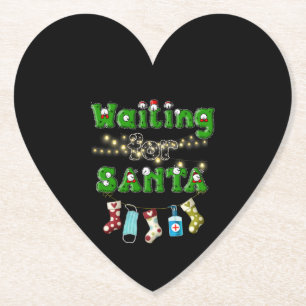 Happy Christmas   Merry Christmas Waiting Santa Paper Coaster