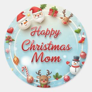 Happy Christmas Mom Classic Round Sticker