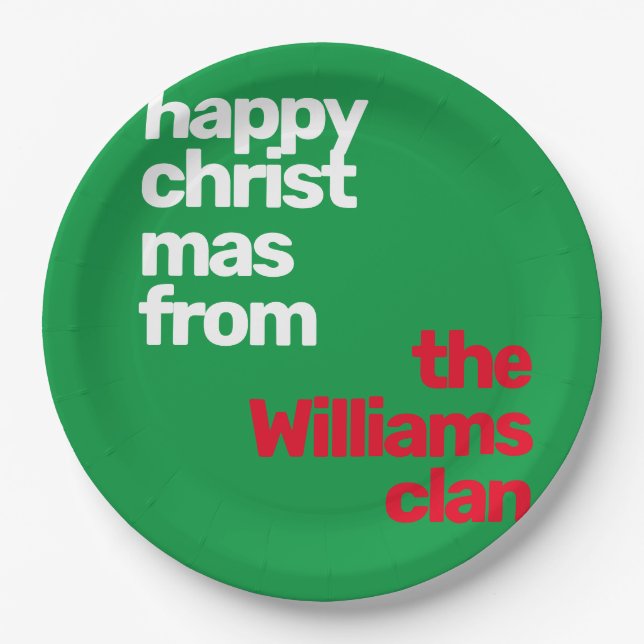 Happy Christmas Napkin – Custom Name, Adjustable  Paper Plate (Front)