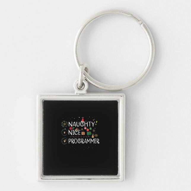 Happy Christmas | Naughty Nice Programmer Keychain (Front)