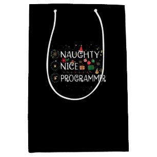 Happy Christmas Naughty Nice Programmer Medium Gift Bag