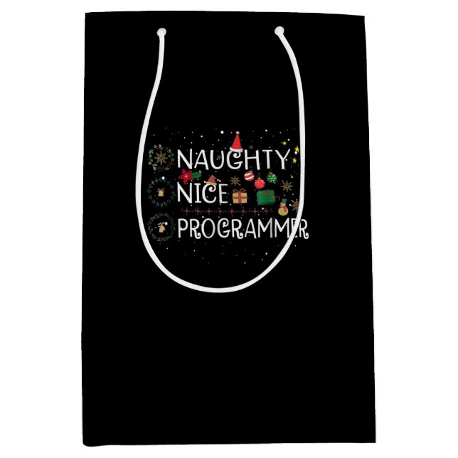 Happy Christmas | Naughty Nice Programmer Medium Gift Bag (Front)