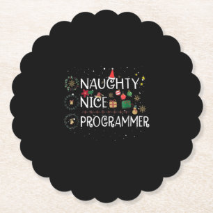 Happy Christmas   Naughty Nice Programmer Paper Coaster