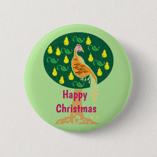 Happy Christmas partridge in pear tree 2 Inch Round Button