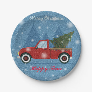 Happy Christmas Party Time Design Paper Plate