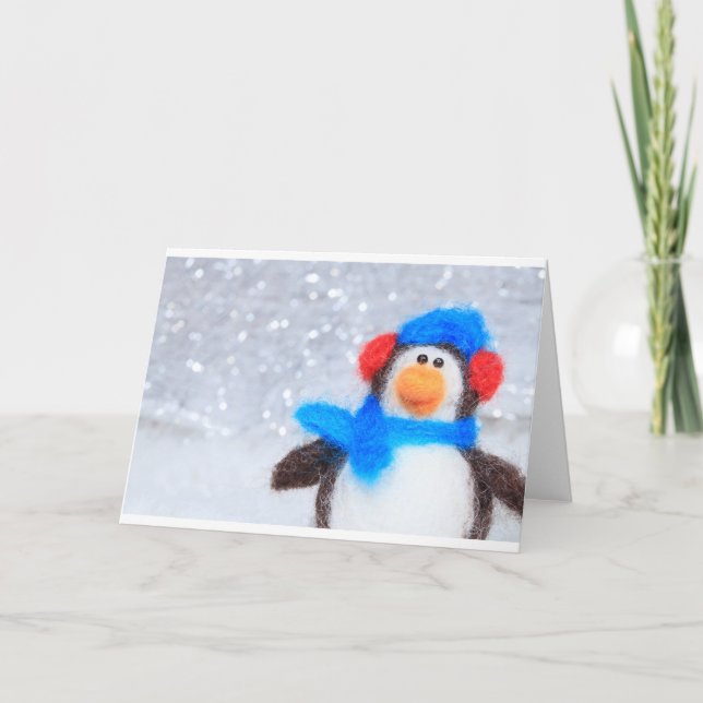 Happy Christmas Penguin Holiday Card (Front)