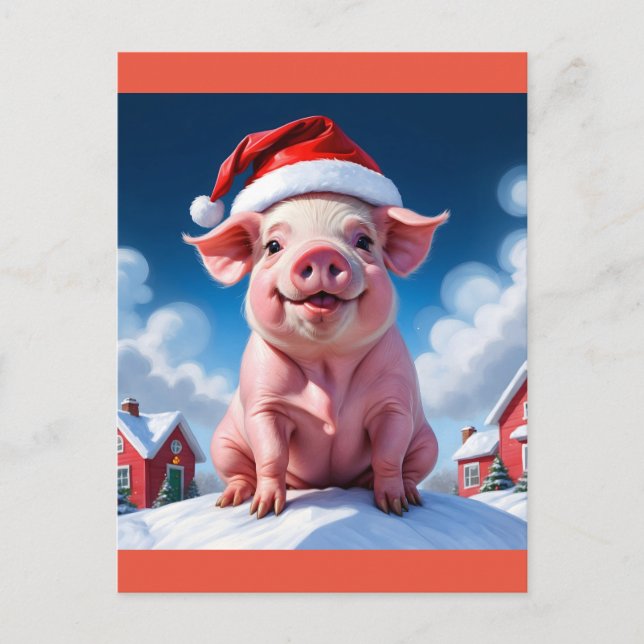happy christmas pig postcard (Front)