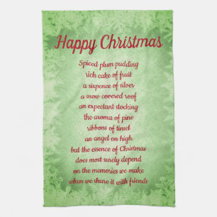 Happy Christmas Poem Kitchen Towels