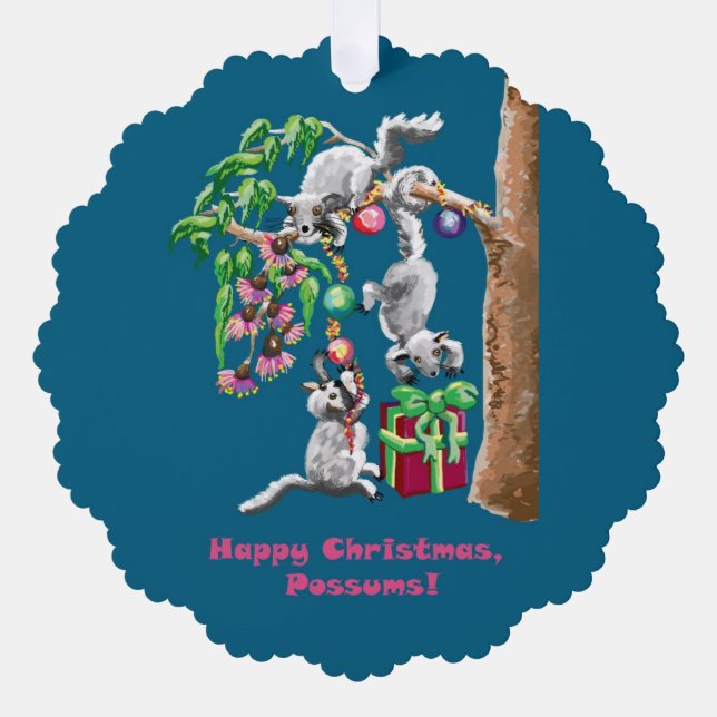  Happy Christmas Possums Ornament Card (Front)