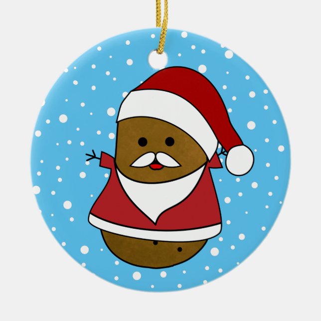 Happy Christmas Potato Ceramic Ornament (Front)