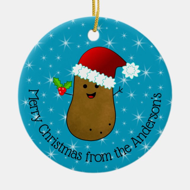 Happy Christmas Potato Personalized Ceramic Ornament (Front)