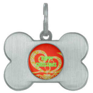 Happy Christmas Red and Gold Collection. Pet Tag