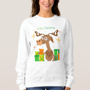 Happy Christmas Reindeer Cartoon Holidays Sweatshirt