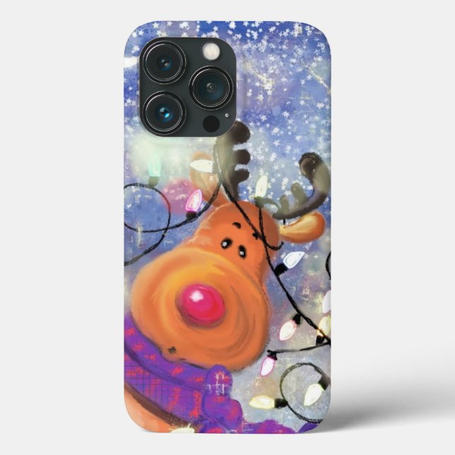 Happy Christmas Reindeer iPhone Case (Back)