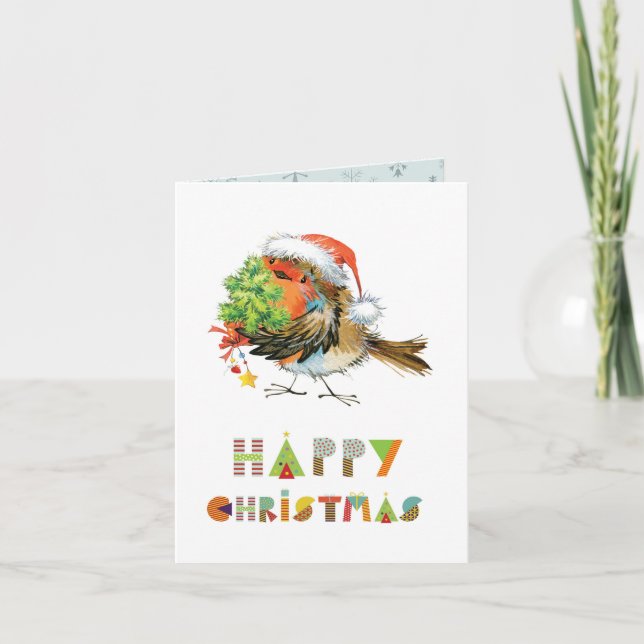 Happy Christmas Robin Card (Front)