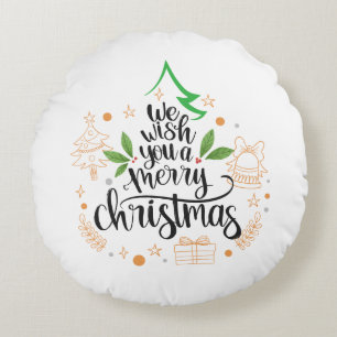 happy christmas round pillow