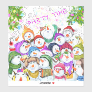 Happy Christmas Snowman Party Funny Sticker