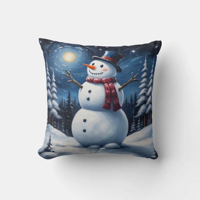 Happy christmas snowman throw pillow (Front)