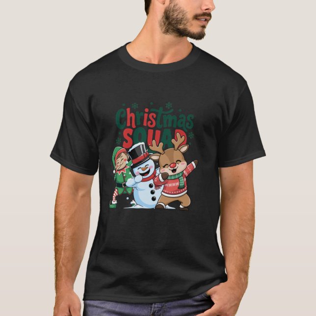 Happy Christmas Squad Matching Dabbing Dance Famil T-Shirt (Front)