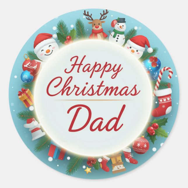 Happy Christmas Sticker For Dad (Front)