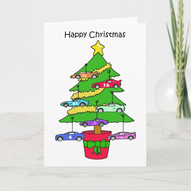 Happy Christmas Stock Car Racer Card (Front)
