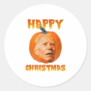 Happy Christmas Thanksgiving Biden Head Classic Round Sticker