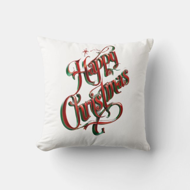 Happy Christmas  Throw Pillow (Front)