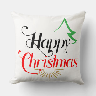 happy Christmas Throw Pillow
