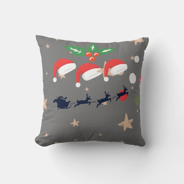 happy christmas throw pillow (Front)