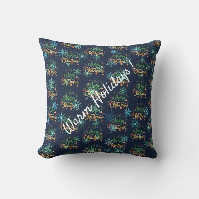 Happy Christmas Throw Pillow (Front)