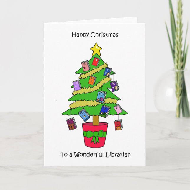 Happy Christmas to a Wonderful Librarian Card (Front)