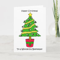 Happy Christmas to Beekeeper Cartoon Bees
