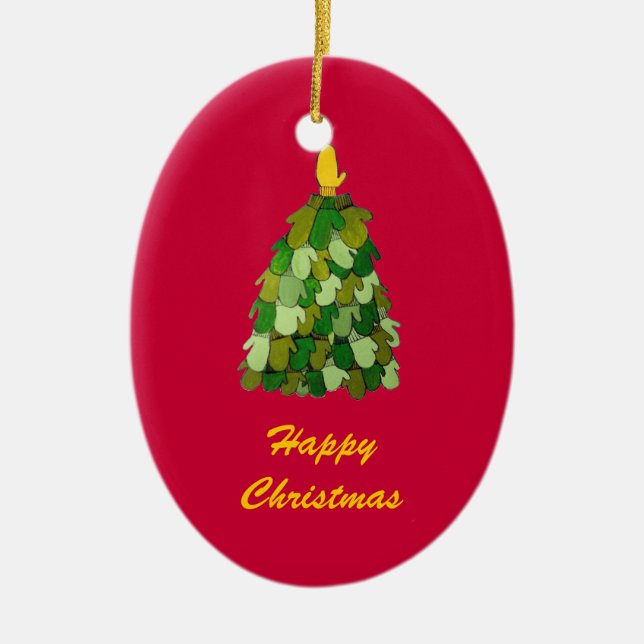 Happy Christmas Tree  Ornament (Front)